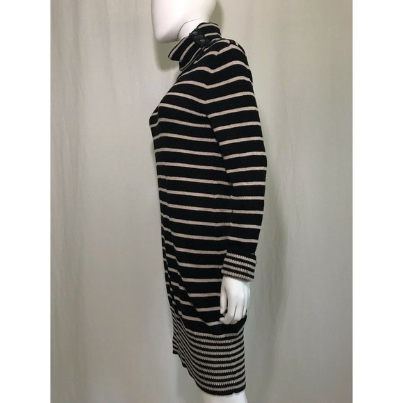 Manoukian Women's Casual Dress Black Tan Striped Long Sleeve Knee Length Size M - Picture 7 of 11